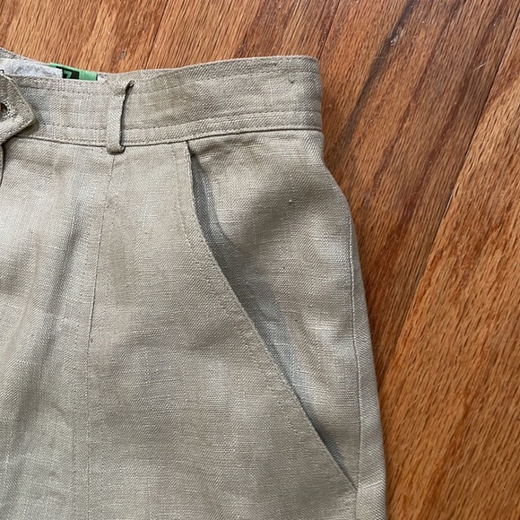 Liz Claiborne 100% Linen Natural Color Button Down Skirt 2 side pockets Size 4 - Picture 7 of 12